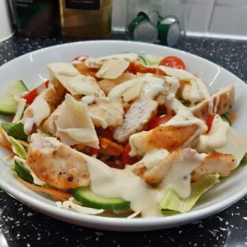 Chicken salad with dressing