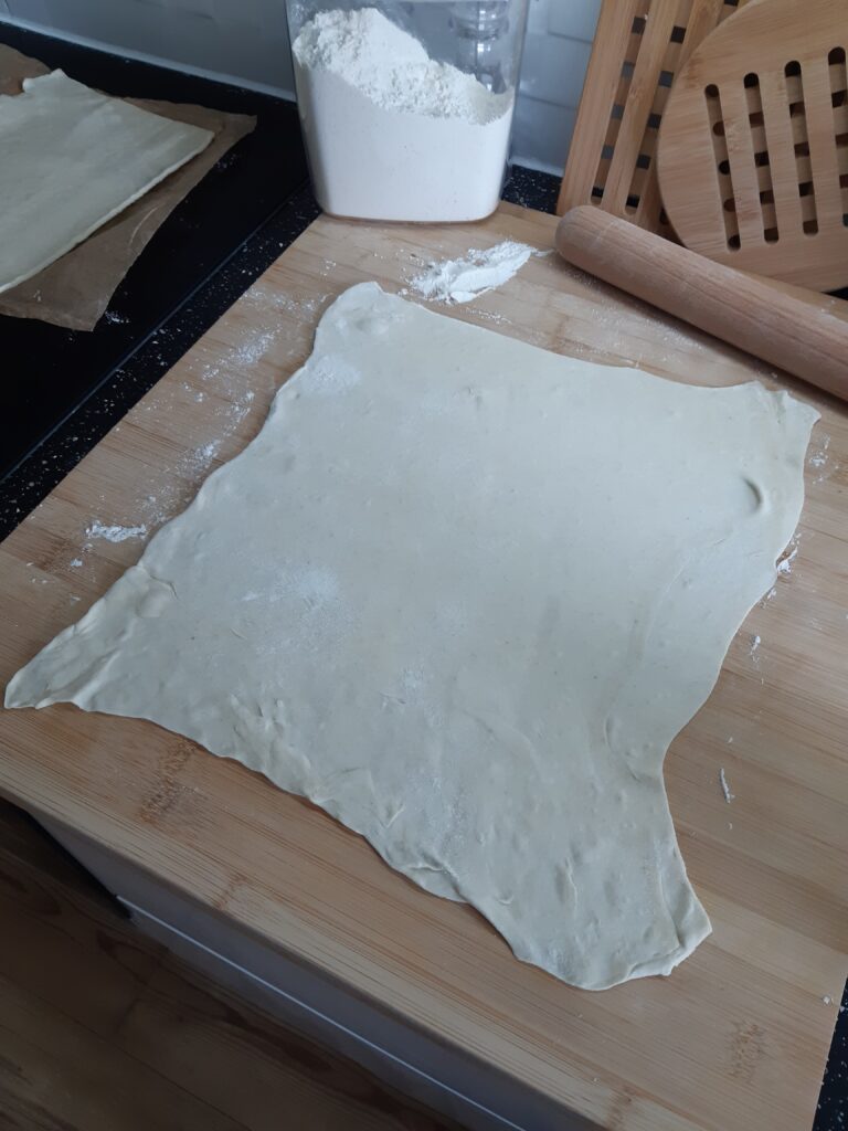 half of puff pastry, rolled out