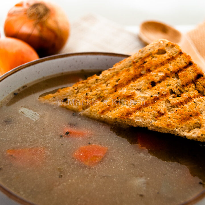 Close-up picture of lentil soup