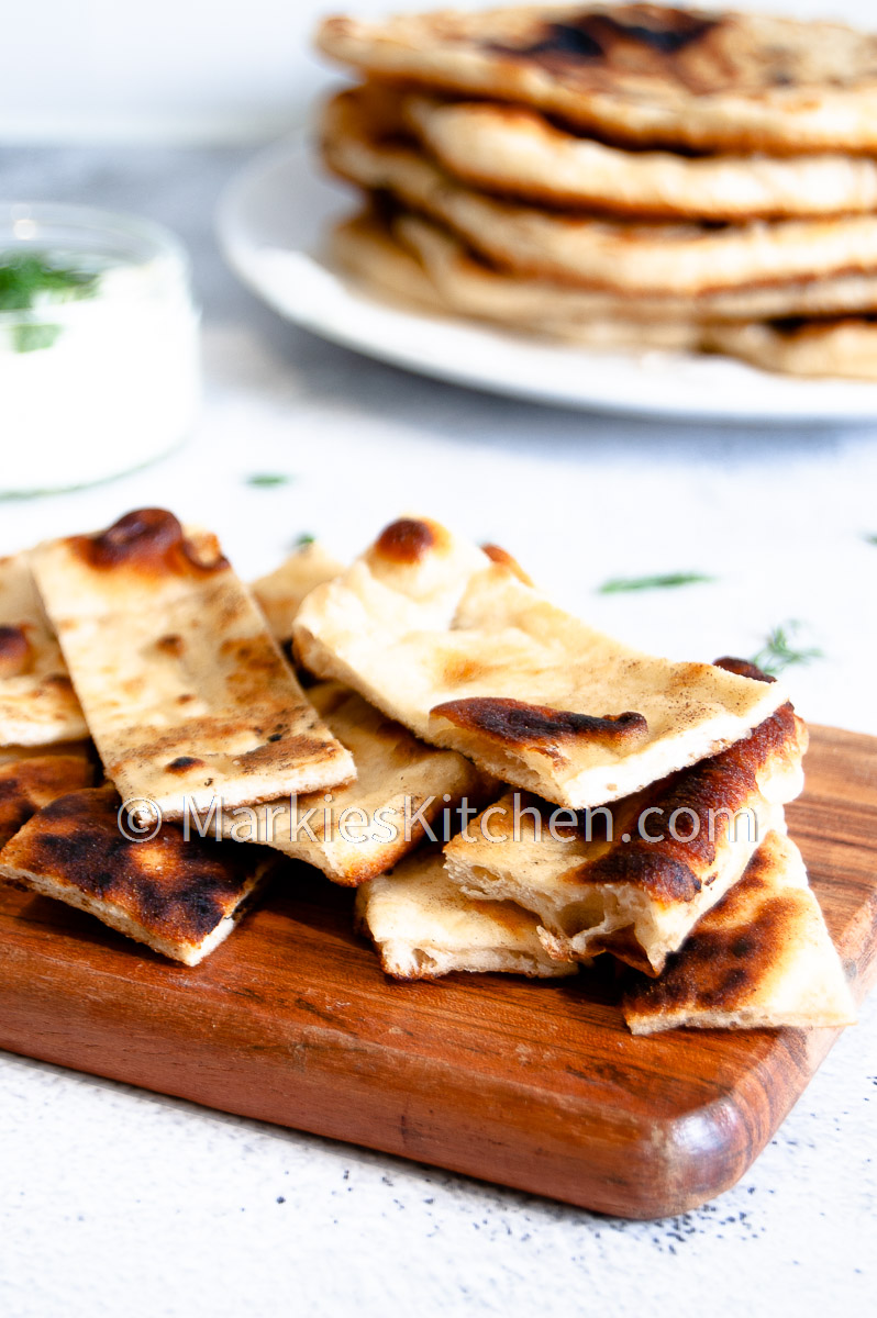 a close up picture of slices of gyro pita bread